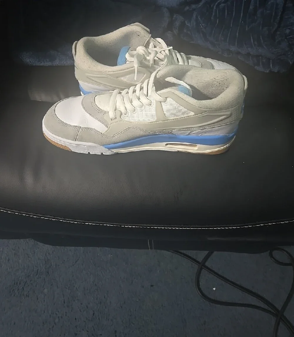 Mens White & Light Blue Athletic Sneakers